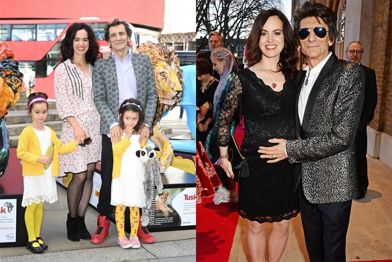 Happy image of U80 artist Ronnie Wood with his wife 31 years younger - 2