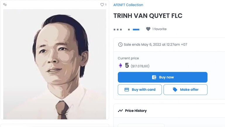 Hình NFT ông Trịnh Văn Quyết được rao bán giá gần 17.000 USD - 1