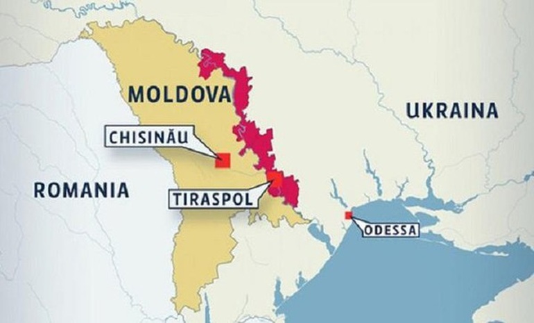 Transnistria (màu đỏ) là vùng ly khai của Moldova, quốc gia láng giềng với Ukraine (Ảnh: Wiki).