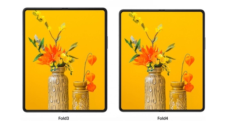 Hình ảnh cho thấy kích thước màn hình Galaxy Z Fold4 sẽ có đôi chút thay đổi so với phiên bản cũ (Ảnh: Twitter).