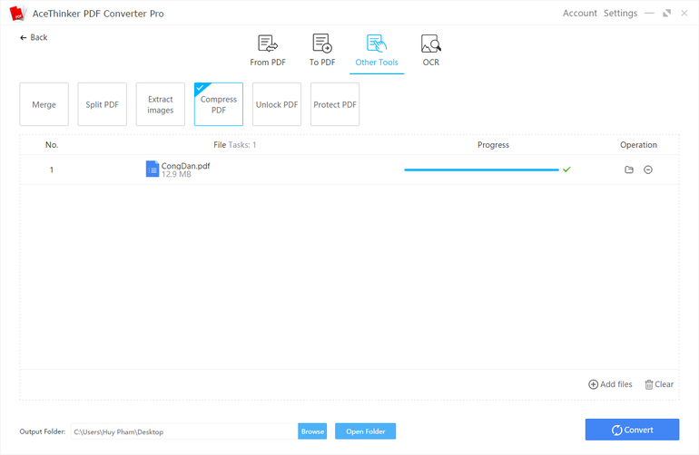 Tính năng nén file cho phép giảm dung lượng các file PDF nhưng vẫn đảm bảo chất lượng, giúp chia sẻ dễ dàng hơn.