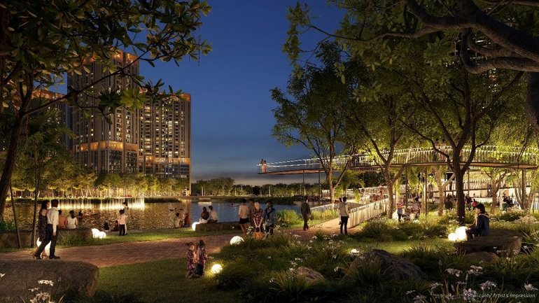 Phối cảnh một góc công viên cây xanh rộng lớn tại The Global City.
