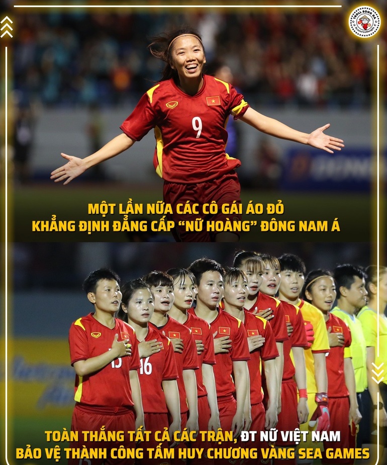 Đội tuyển bóng đá nữ Việt Nam đã giành tấm huy chương vàng SEA Games với thành tích toàn thắng tất cả các trận đấu, thể hiện được đẳng cấp của một đội đã giành vé dự World Cup bóng đá nữ (Ảnh: Troll bóng đá).