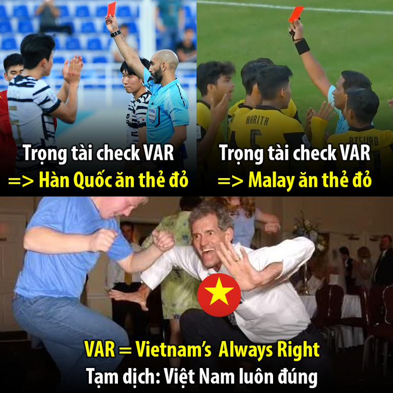 U23 Việt Nam đang được hưởng lợi từ những tình huống trọng tài kiểm tra VAR (Ảnh: Top Comments).