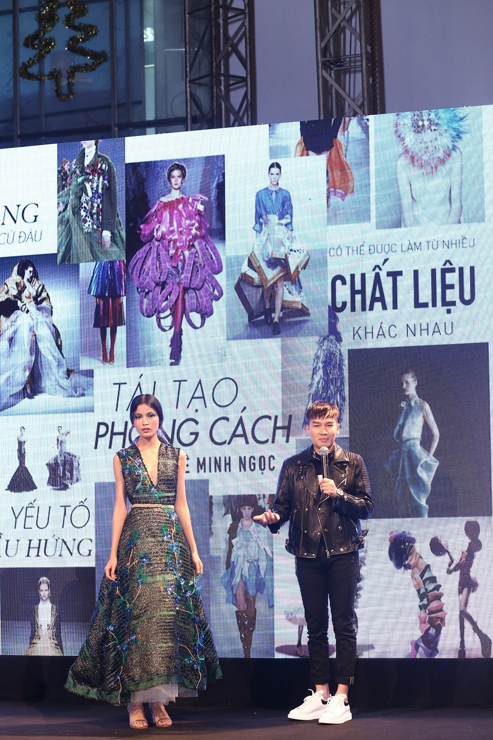 Cuộc chiến ngẫu hứng của 3 stylist Việt - 1 Team của Ngọc trình bày ý tưởng cho sản phẩm của họ tại buổi họp báo công bố chương trình