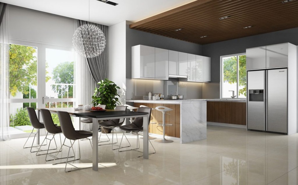 Khu dân cư chuẩn 3H - Xu hướng bất động sản mới được quan tâm - 5 Phòng bếp cũng được mở tối đa tầm nhìn ra không gian xanh