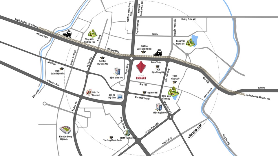 Hà Nội: Thị trường bất động sản phía Tây ngày một "trỗi dậy" - 2 Hanoi Paragon nằm ở vị trí trung tâm quận Cầu Giấy bao quanh với các dịch vụ tiện ích.