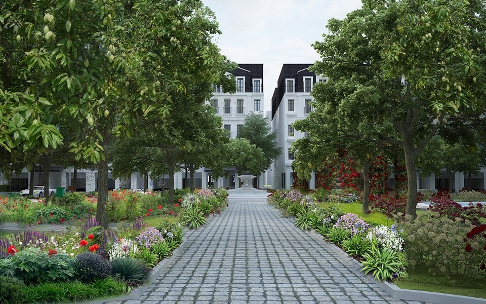Dự án với 66 căn shophouse, liền kề mang dáng dấp sang trọng, lịch lãm của kiến trúc tân cổ điển Pháp, ôm trọn trong mình hệ sinh thái xanh an lành giữa lòng thủ đô sầm uất.