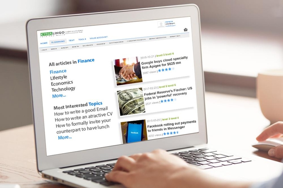 Giao diện học tập toàn diện tại Kynalingo