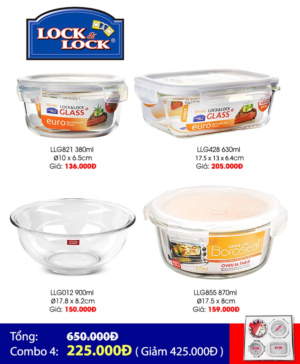 Săn lùng Combo hộp đựng thực phẩm LOCK&LOCK giá sốc chưa từng có - 2 Tranh thủ thủ dịp may hiếm có này để mua Combo 4 Lock&Lock với 225.000Đ