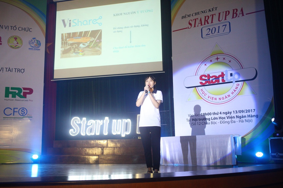 Sinh viên ngân hàng với nhiều ý tưởng startup mới lạ thiết thực - 5 ( Đội Vishare trình bày dự án của mình )