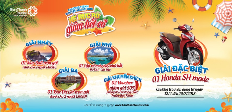 Benthanh Tourist tung chương trình khuyến mãi kép “Hè rực rỡ, giảm hết cỡ” - 3 Benthanh Tourist tung chương trình khuyến mãi kép “Hè rực rỡ, giảm hết cỡ” - 3