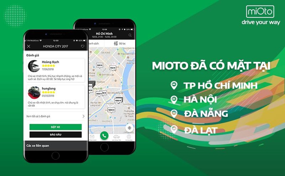 Ứng dụng Mioto – Mô hình “Airbnb” trong lĩnh vực thuê xe ô tô tại Việt Nam - 3 Khách hàng và chủ xe có thể tìm thấy vị trí xe trên bản đồ, gửi nhận xét và đánh giá sau khi hoàn thành chuyến đi.