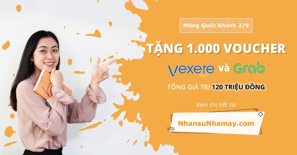 NhansuNhamay.com tặng bạn 1.000 voucher giảm giá Vexere và Grab - 1 NhansuNhamay.com tặng bạn 1.000 voucher giảm giá Vexere và Grab - 1