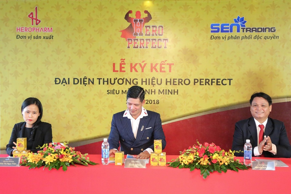 Siêu mẫu Bình Minh làm đại sứ thương hiệu Thực phẩm bảo vệ sức khỏe Hero Perfect - 1 Bình Minh và các bên ký kết đại diện thương hiệu