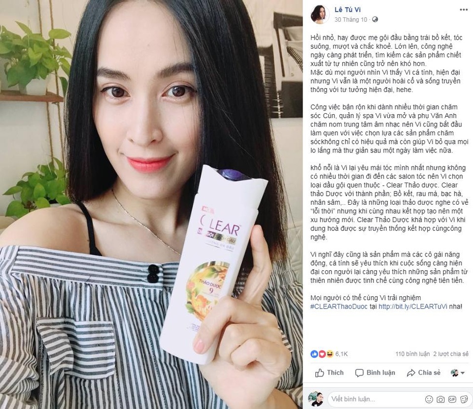 Da đầu của nàng đã được nâng niu theo xu hướng làm đẹp mới? - 5 Chia sẻ bí quyết chăm sóc tóc với Clear Thảo Dược của Tú Vi thu hút hơn 6.100 lượt tương tác