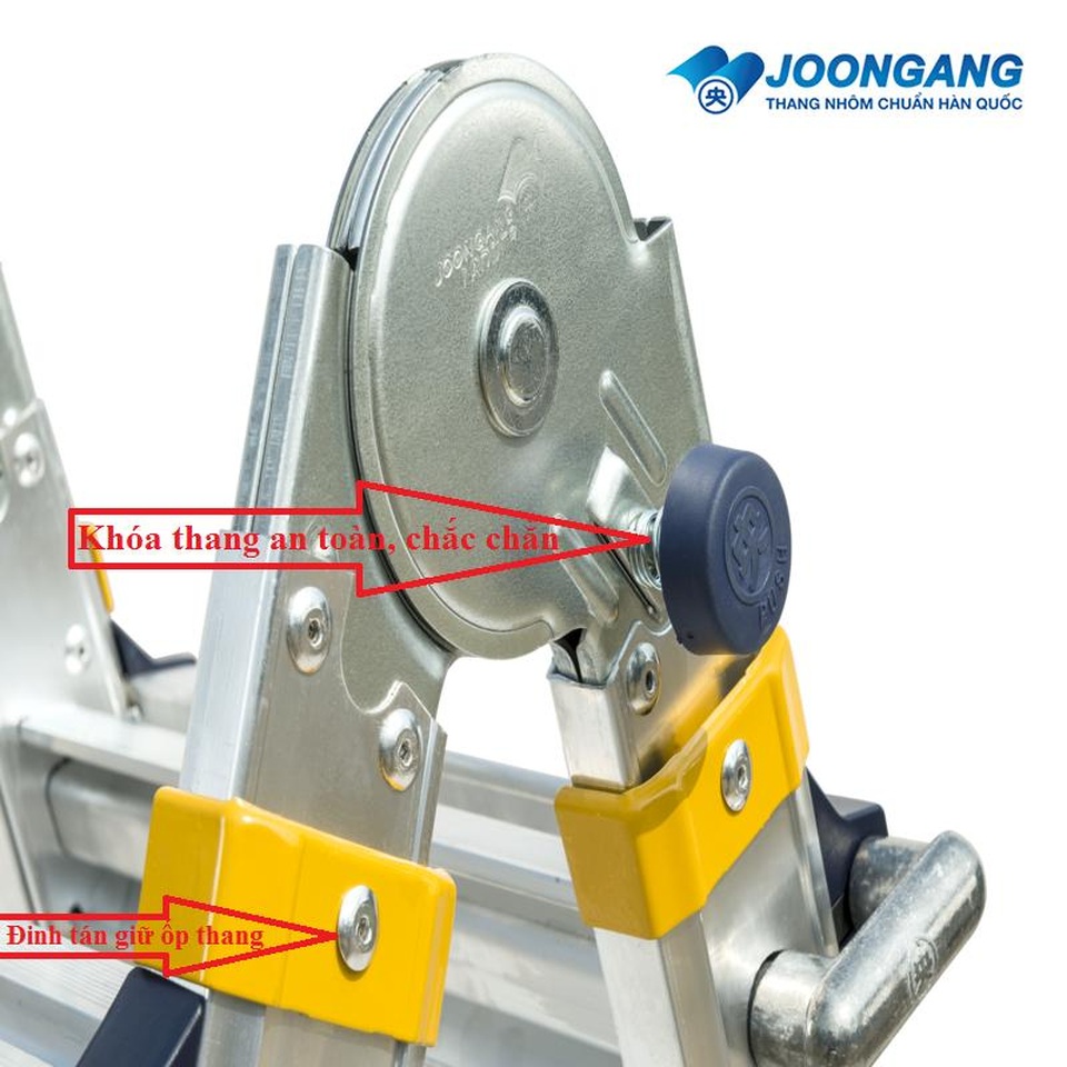 Thang nhôm Joongang thang nhôm chuẩn Hàn quốc - 3 Hai bên đầu thang nhôm được cố định bởi hai đinh tán