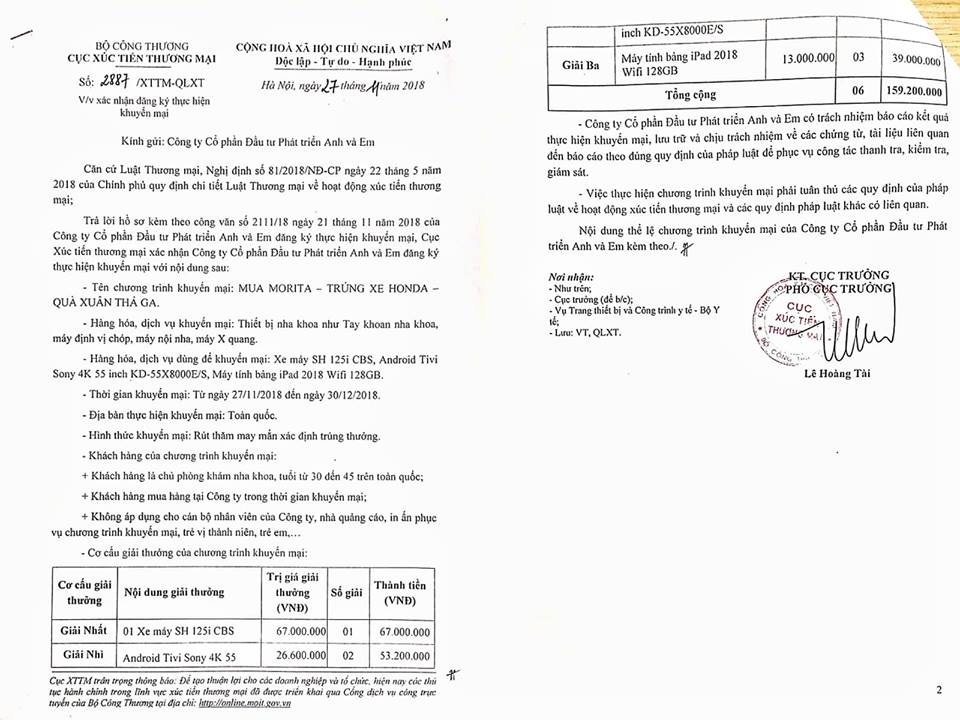 Cơ hội tuyệt vời dành cho các nha sĩ Việt Nam - 3 Chương trình Bốc thăm trúng thưởng đã được Cục Xúc tiến Thương mại – Bộ Công thương phê duyệt
