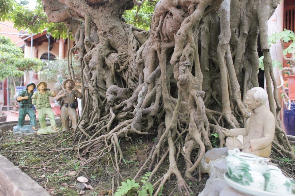 
Ở trong khu vườn của mình, ông Ngọ vẫn dành một vị trí trang trọng để trưng bày tác phẩm đầu tay mang tên Bác đang cùng chúng cháu hành quân.
