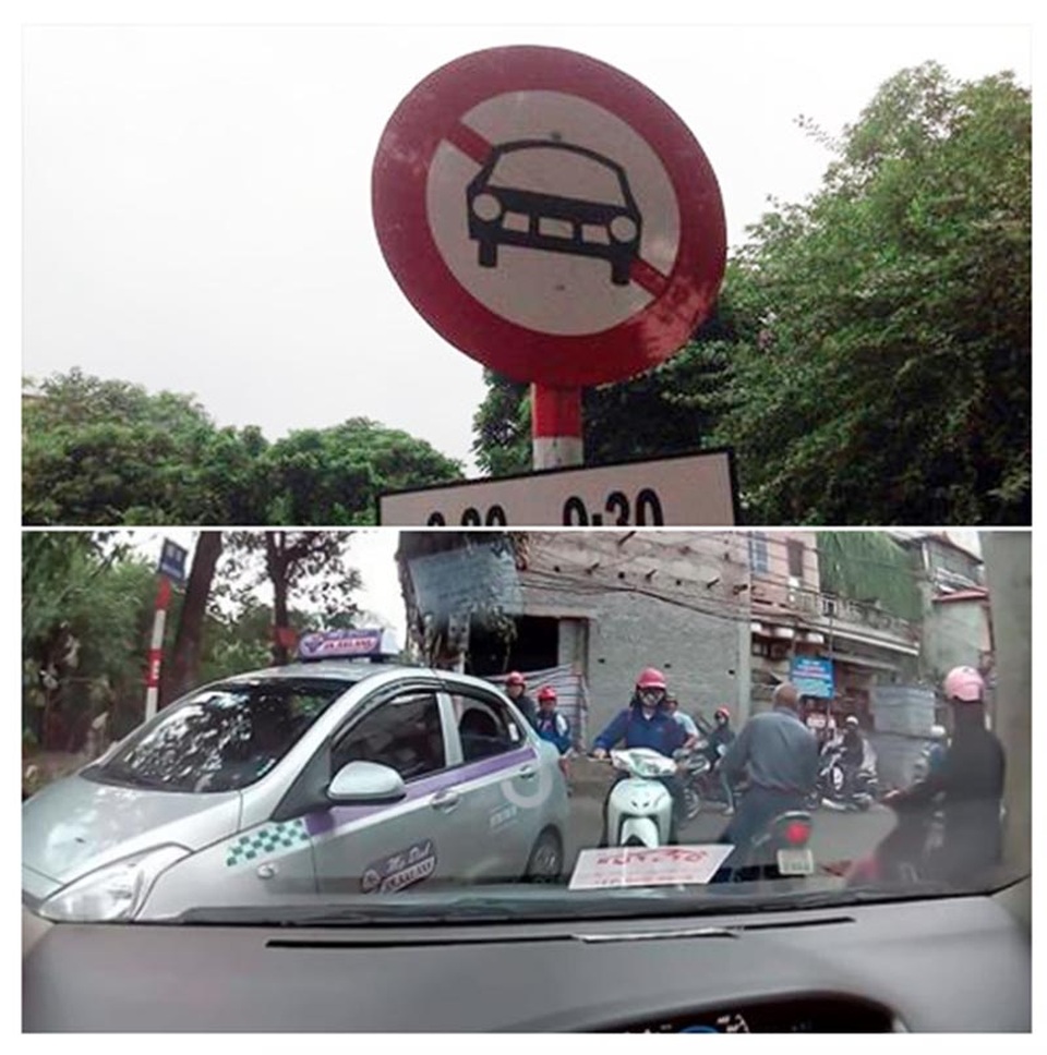 Đi vào đường cấm, lái xe taxi trợn mắt đòi đánh người - 1
Đoạn đường trong clip này, theo tác giả, là cấm ôtô theo giờ, buổi sáng từ 6:30 - 9:30 và buổi chiều từ 16:30 đến 18:30, đoạn đường gần phố Hồ Tùng Mậu.