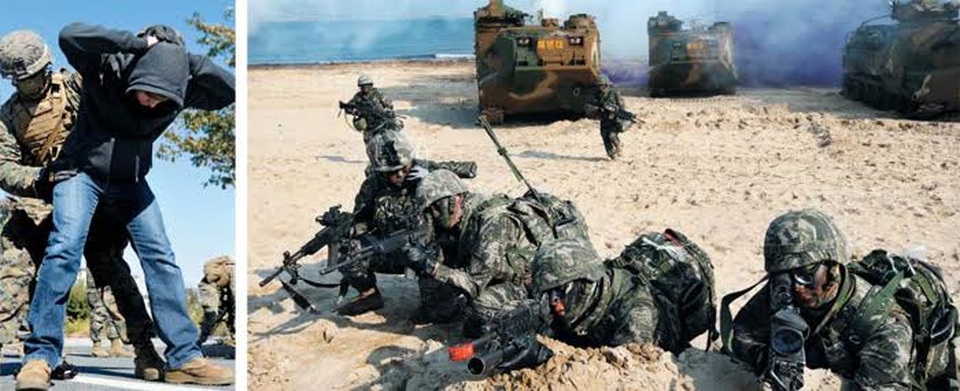 Mỹ - Hàn Quốc diễn tập đối phó làn sóng tị nạn từ Triều Tiên - 1
Quân đội Mỹ - Hàn tập trận tại Pohang, Gyeongsang (Ảnh: ChosunIlbo)