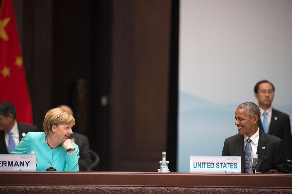 Ông Obama ăn tối riêng với Thủ tướng Đức - 9
Lãnh đạo Mỹ, Đức trò chuyện tại thượng đỉnh G20 ở Hàng Châu, Trung Quốc tháng 9/2016. (Ảnh: Reuters)