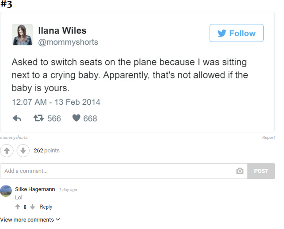 
Vừa yêu cầu đổi chỗ trên máy bay vì ngồi cạnh đứa nhóc khóc lóc ồn ào quá. Nhưng hóa ra, không được đổi chỗ nếu đấy là con bạn.
