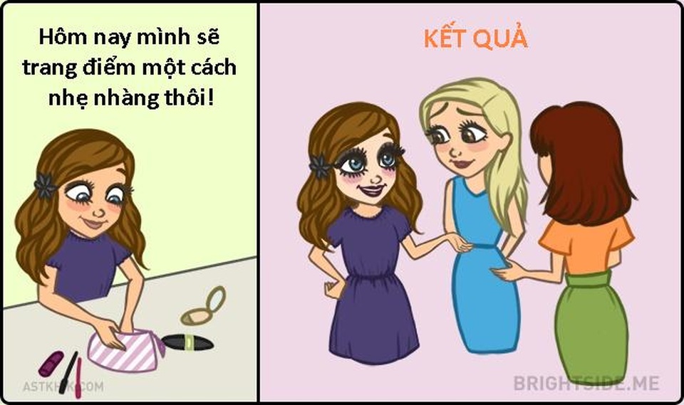 Những tình huống “dở khóc dở cười” trong cuộc sống chỉ con gái mới hiểu - 8 Mọi chuyện sẽ luôn vượt ra ngoài tầm kiểm soát khi cô ấy ngồi vào bàn trang điểm.