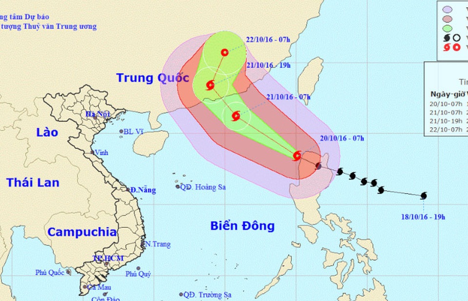 Bão Haima đã vào Biển Đông, trở thành cơn bão số 8 - 1
Đường đi của cơn bão số 8.