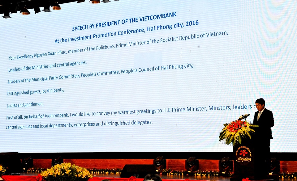 Vietcombank cam kết dành 15 nghìn tỷ đồng cho hoạt động đầu tư tại Hải Phòng - 2
Ông Nghiêm Xuân Thành - Chủ tịch Hội đồng quản trị Vietcombank phát biểu tại Hội nghị