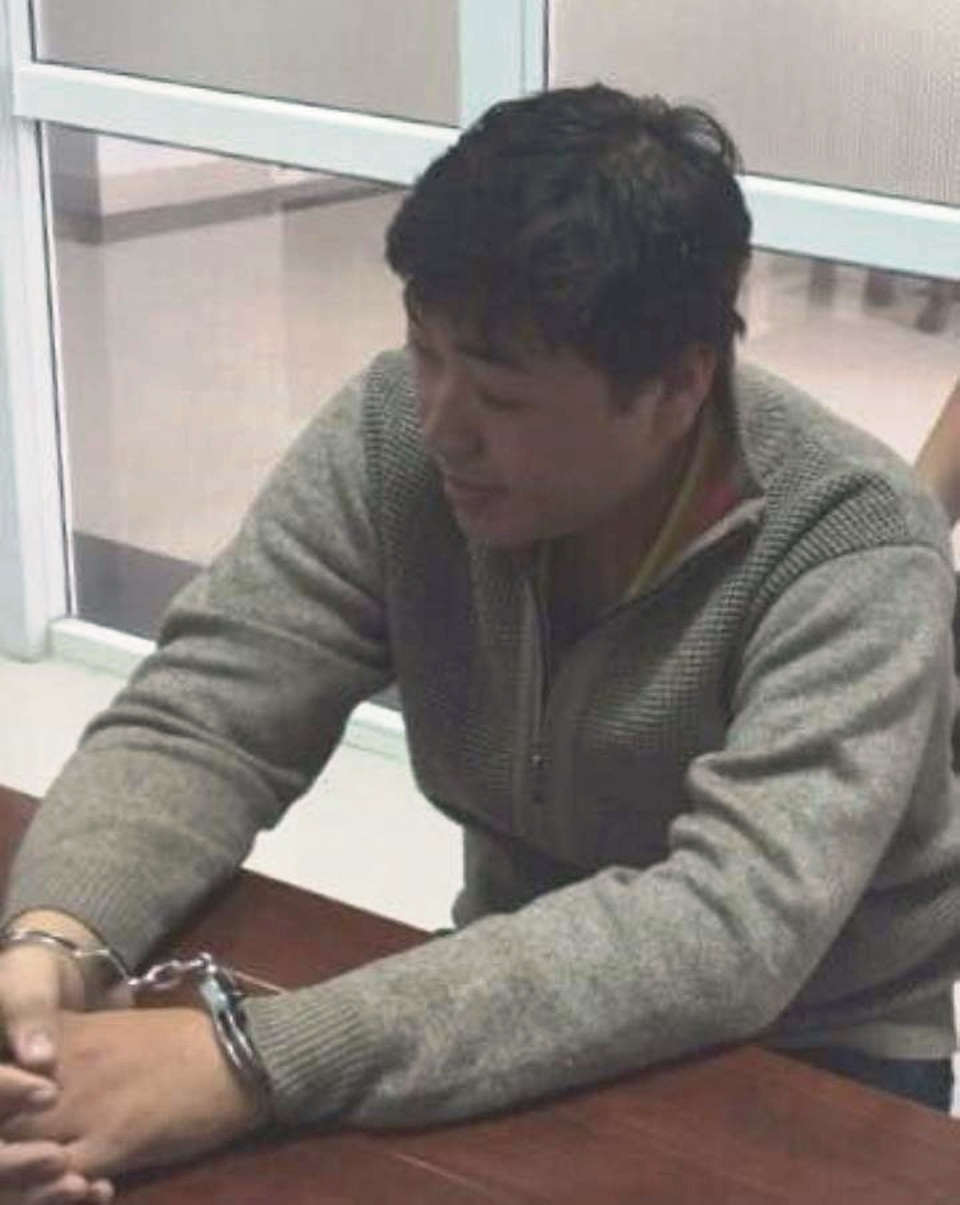 
Nghi can Nguyễn Hoàng Tâm&nbsp;tại cơ quan công an. (Ảnh: Đ.Th)
