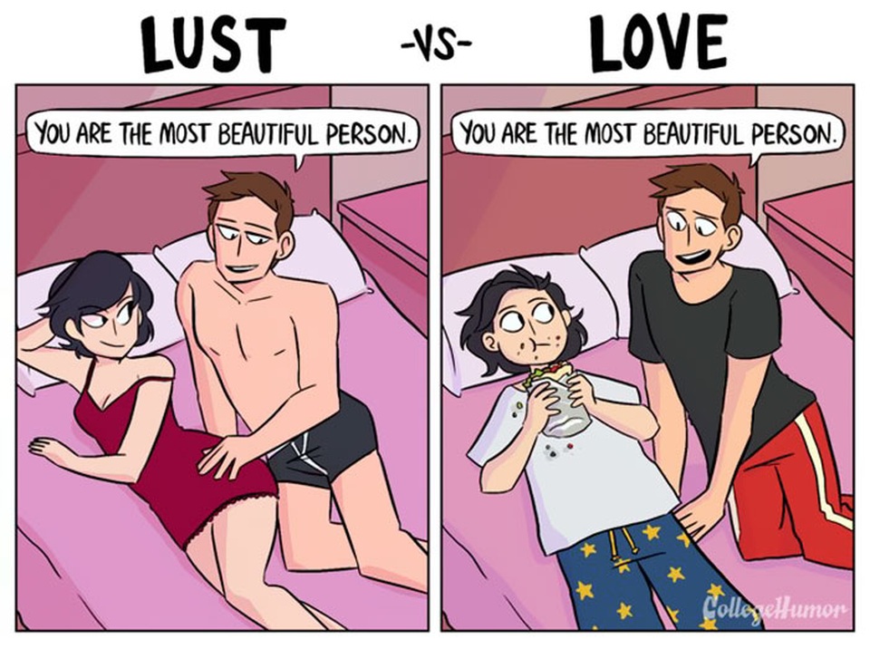 Hài hước sự so sánh giữa "yêu vì yêu" và "yêu vì sex" - 1
Cùng một câu nói: Em là người đẹp nhất