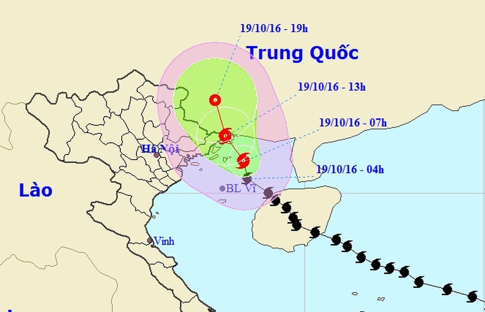 Siêu bão Haima hướng vào Biển Đông, bão Sarika tiến sát Quảng Ninh - 2 Vị trí và hướng di chuyển của bão số 7 (Ảnh: NCHMF).