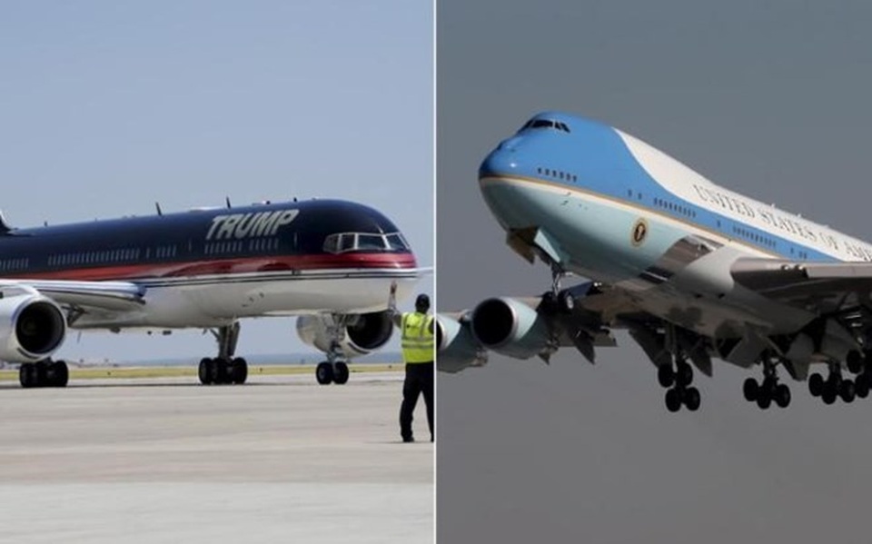 Phi cơ của ông Trump và Air Force One: Máy bay nào ấn tượng hơn? - 1 Máy bay của ông Trump (trái) và chiếc Air Force One. (Nguồn: Telegraph)
