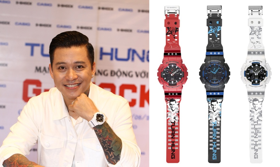 Phiên bản đặc biệt này gồm 3 màu sắc chủ đạo: đỏ, đen và trắng với số lượng giới hạn duy nhất chỉ có 500 chiếc trên toàn quốc. Một trong những điểm nổi bật phải kể đến đó chính là các họa tiết độc đáo được in trực tiếp trên nền dây GA-100 bằng công nghệ mực in hiện đại từ CASIO Nhật Bản. Dấu ấn Tuấn Hưng được biểu lộ một cách tinh tế và cực kỳ sắc nét mang đến sự cá tính, phong cách mạnh mẽ, thời trang và sành điệu cho người sử dụng cũng như sự bất ngờ, thích thú dành cho những tín đồ đam mê, sưu tầm G-Shock mang dấu ấn thần tượng.