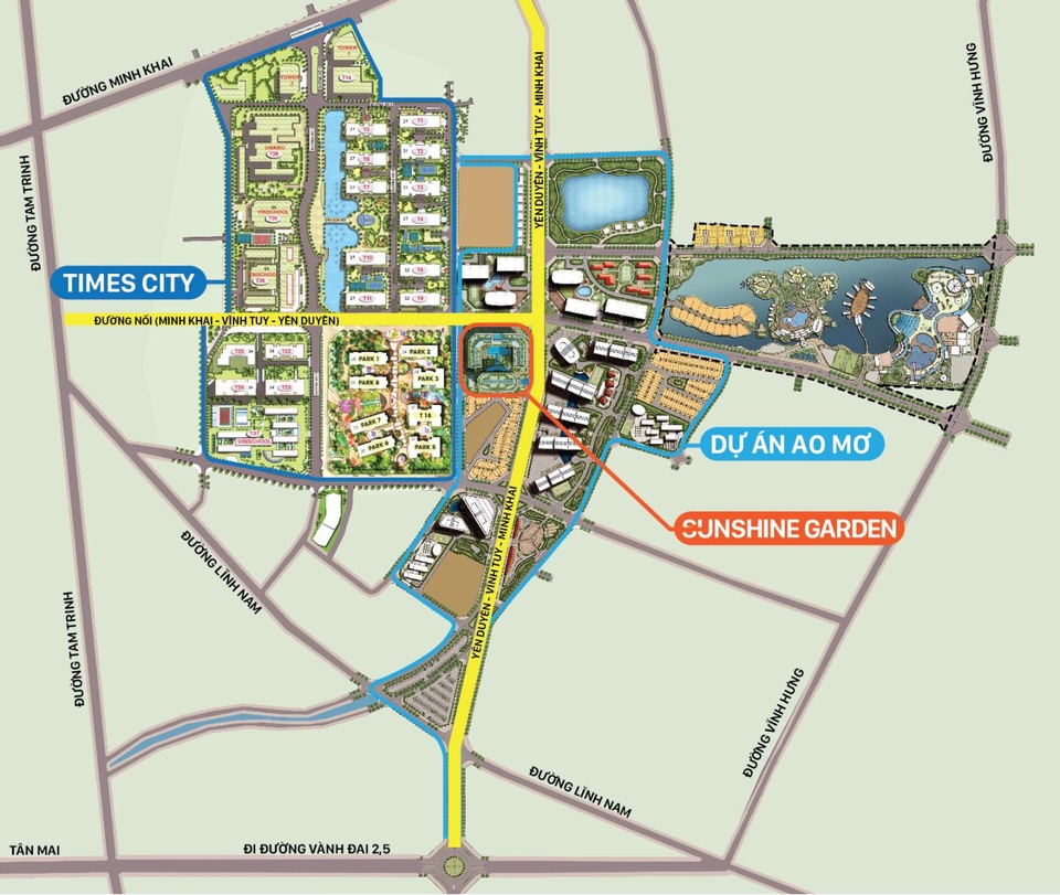 Vị trí “vàng” của Sunshine Garden khi tuyến đường đi vào hoạt động