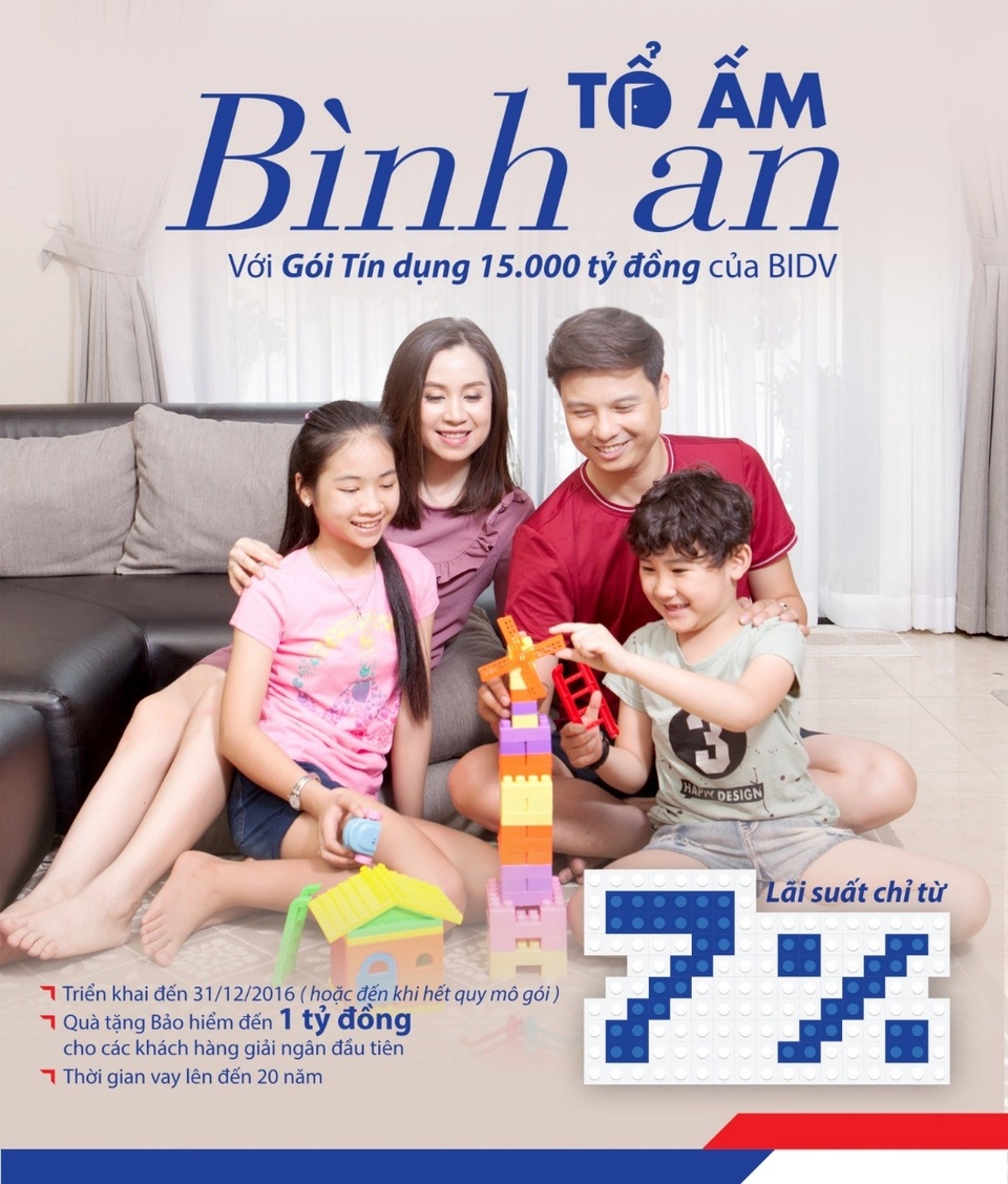 Vay vốn ưu đãi mua nhà: Sự lựa chọn khôn ngoan - 1 “Tổ ấm Bình An 2016” là gói vay ưu đãi vô cùng hấp dẫn của BIDV