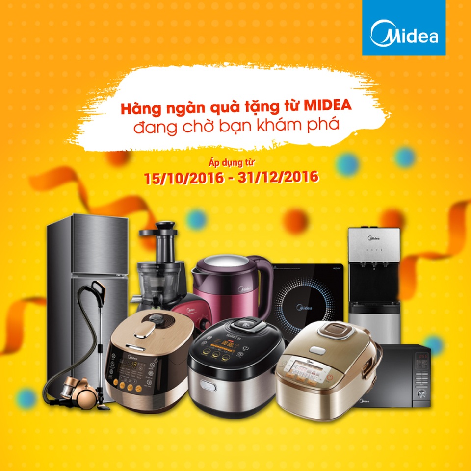 Tưng bừng quà tặng mừng sinh nhật 10 tuổi của Midea - 1
“Đàn ông xây nhà, đàn bà xây tổ ấm”, để có được mái ấm thật sự vững chắc thì người phụ nữ phải không ngừng vun vén việc nhà, lo chuyện bếp núc để các thành viên có được sự chăm sóc tốt nhất từ miếng ăn tới giấc ngủ. Đồng hành cùng bạn trong suốt chặng đường không ít vất vả ấy, để hoàn thiện mái ấm hoàn hảo, Midea sẽ cung cấp những sản phẩm gia dụng cần thiết nhất để bạn bớt đi gánh lo toan, đồng thời tận hưởng tốt hơn những phút giây bên nhau.