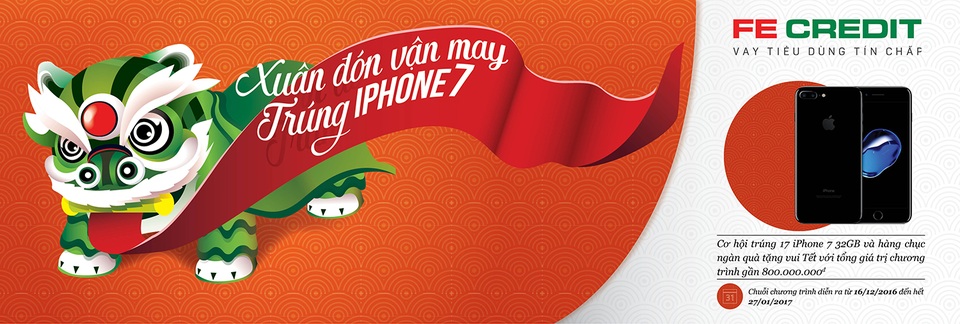 "Xuân đón vận may, trúng iphone 7" khi vay với FE CREDIT - 1 "Xuân đón vận may, trúng iphone 7" khi vay với FE CREDIT - 1