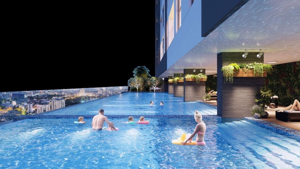 Câu chuyện tri ân trong ngành bất động sản! - 2 Bể bơi tràn thác mây – một trong những tiện ích riêng biệt chỉ dành riêng cho cư dân của The Golden Palm.