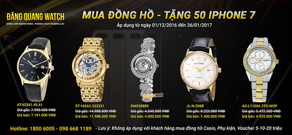 Tặng 50 Iphone 7 khi mua đồng hồ tại Đăng Quang Watch - 2 Tặng 50 Iphone 7 khi mua đồng hồ tại Đăng Quang Watch - 2