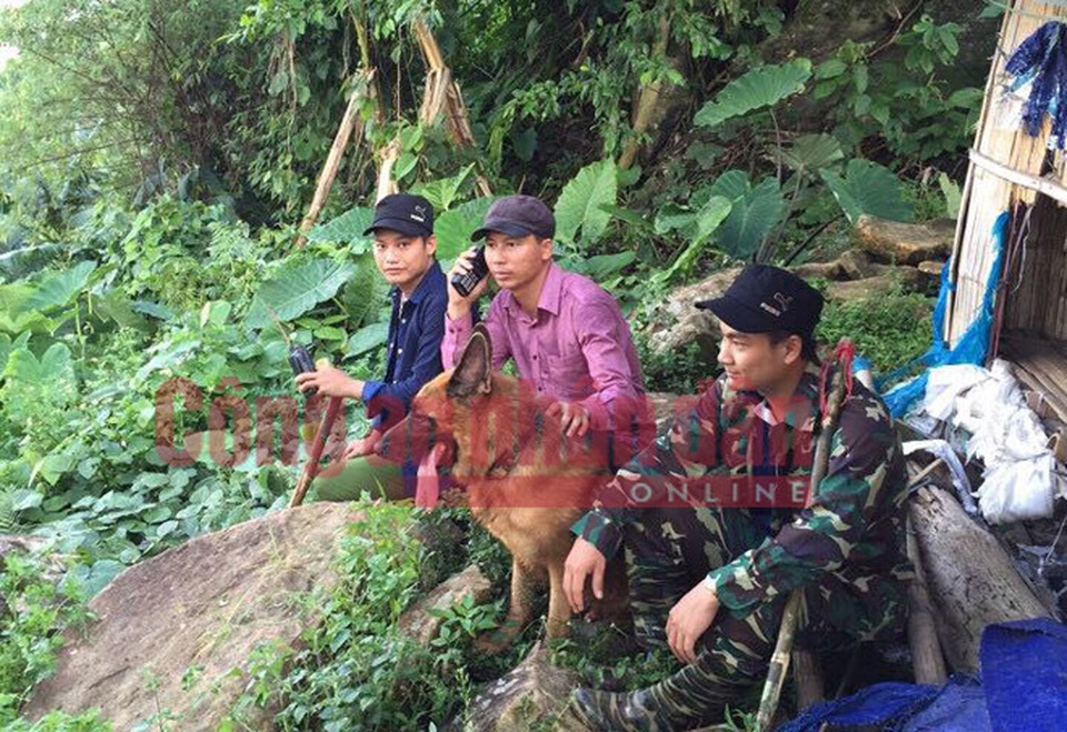 Hai Thiếu tá Công an kể chuyện "khoanh vùng" và cảm hóa kẻ gây thảm án ở Lào Cai - 4 Thiếu tá Trần Anh Dũng (áo tím) và đồng đội trong cuộc truy đuổi nghi can trong rừng thẳm.