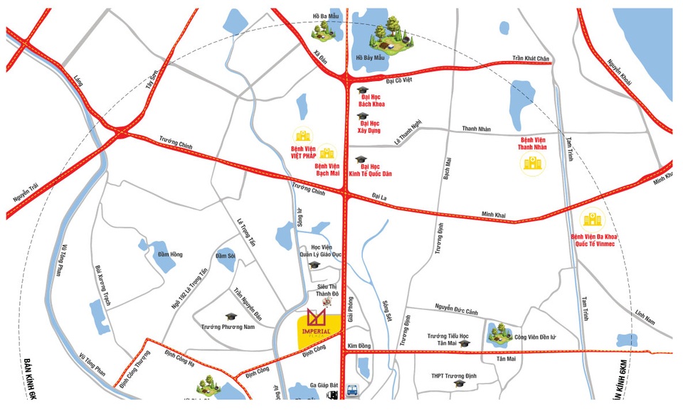 Imperial Plaza sức hút cư dân từ dịch vụ y tế và giáo dục đại học - 3 Imperial Plaza sở hữu tọa độ vàng tại địa chỉ 360 Giải Phóng, Hà Nội.