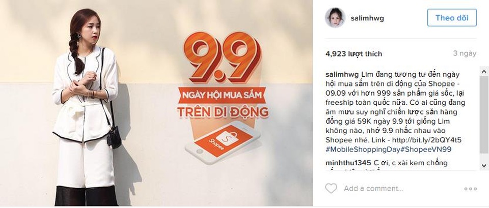 Siêu khuyến mãi chưa từng có trong “Ngày hội mua sắm trên di động 9.9” - 4 Quỳnh Anh Shyn hay Salim là một trong những tín đồ yêu thích Shopee