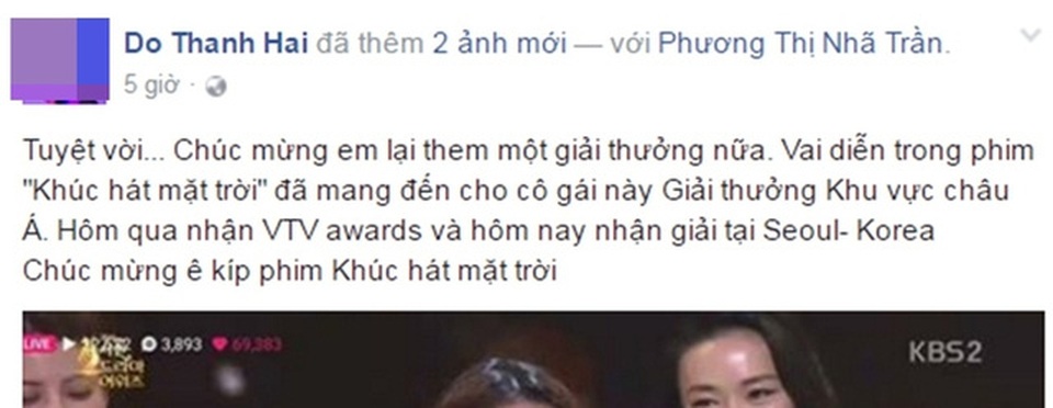 
Trên trang Facebook cá nhân, Nhã Phương nhận được lời chúc mừng của rất nhiều bạn bè, đồng nghiệp và người hâm mộ trước những nỗ lực của cô.
