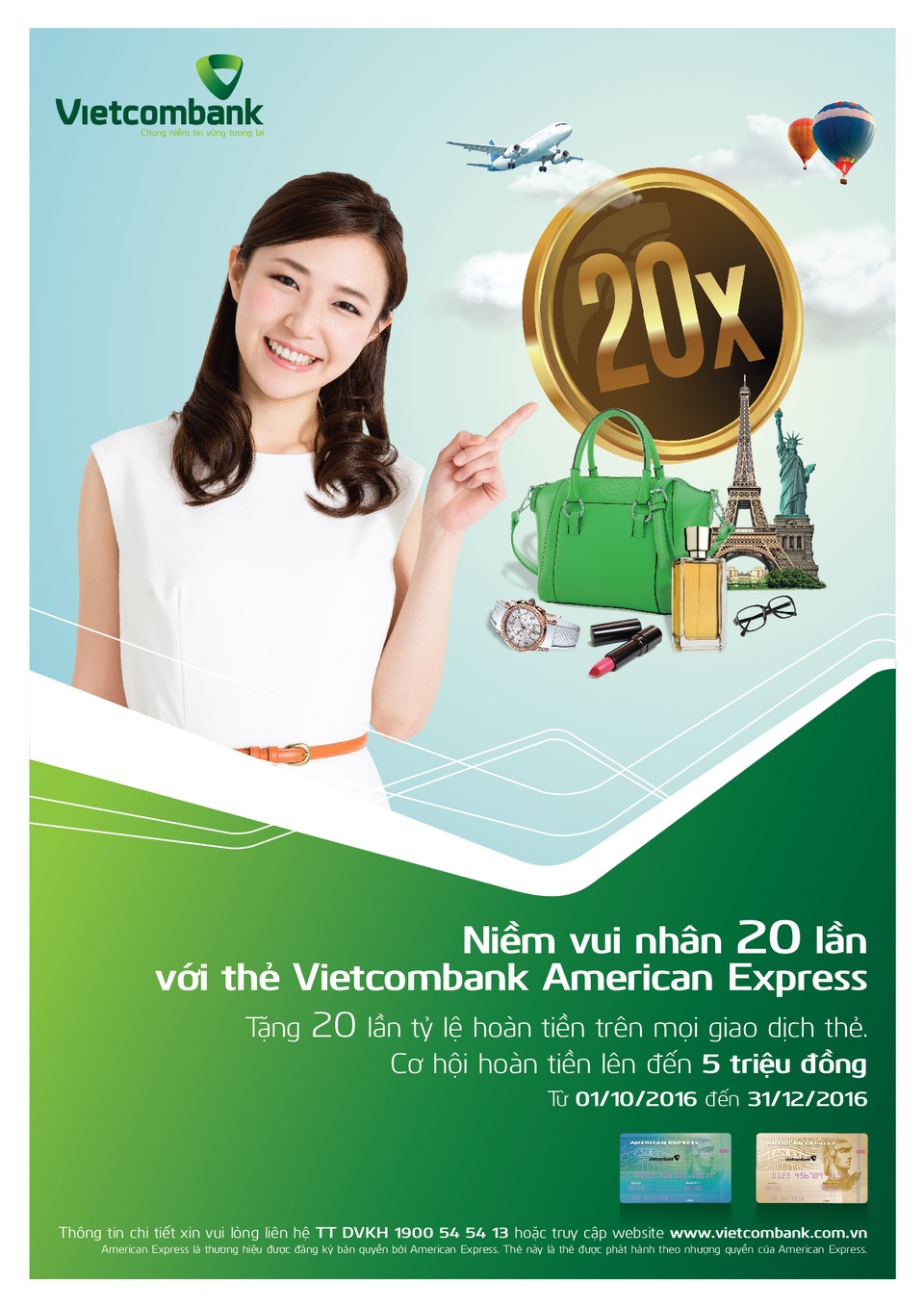 Chủ thẻ Vietcombank American Express có cơ hội được tặng 20 lần tỷ lệ hoàn tiền - 1 Chủ thẻ Vietcombank American Express có cơ hội được tặng 20 lần tỷ lệ hoàn tiền - 1