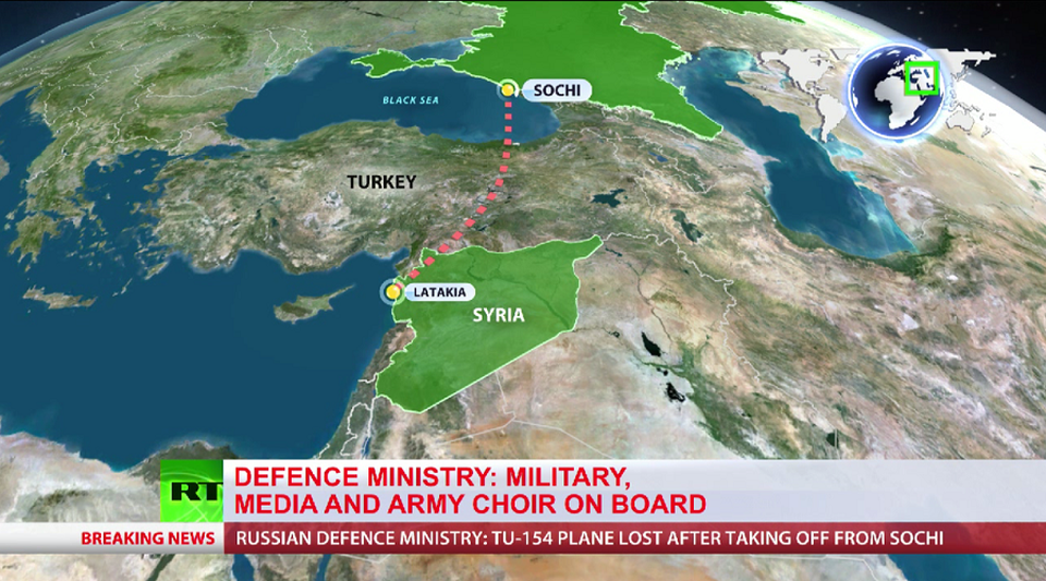 Máy bay quân sự Nga rơi ở Biển Đen trên đường đi Syria, 92 người thiệt mạng - 15
Máy bay cất cánh từ Sochi để tới Latakia, Syria (Ảnh: RT)