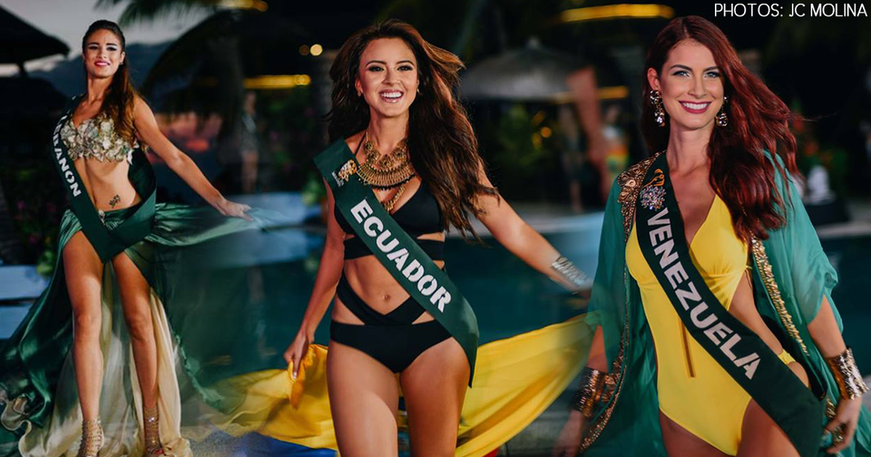 Lộ diện những thí sinh sáng giá nhất cuộc thi Hoa hậu Trái đất 2016 - 1
Hoa hậu Ecuador (giữa) và Li Băng (trái) được trao huy chương vàng trong sự kiện trình diễn ở bể bơi, ngày 14/10.