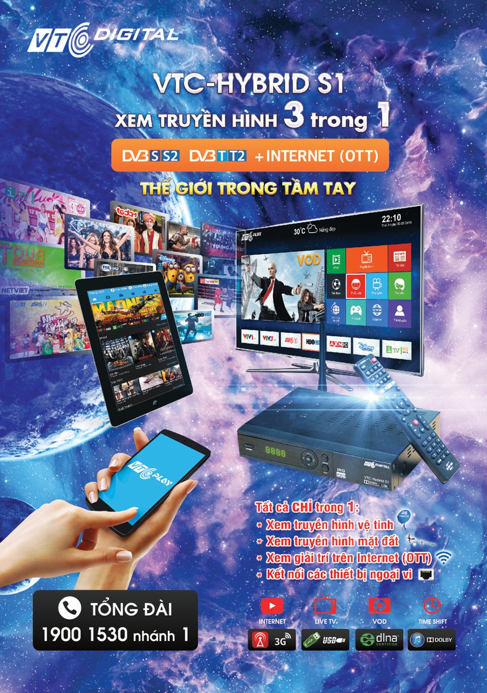 Bộ thu VTC Hybrid S1 hội tụ công nghệ xem truyền hình tiên tiến - 2 Bộ thu VTC Hybrid S1 hội tụ công nghệ xem truyền hình tiên tiến - 2