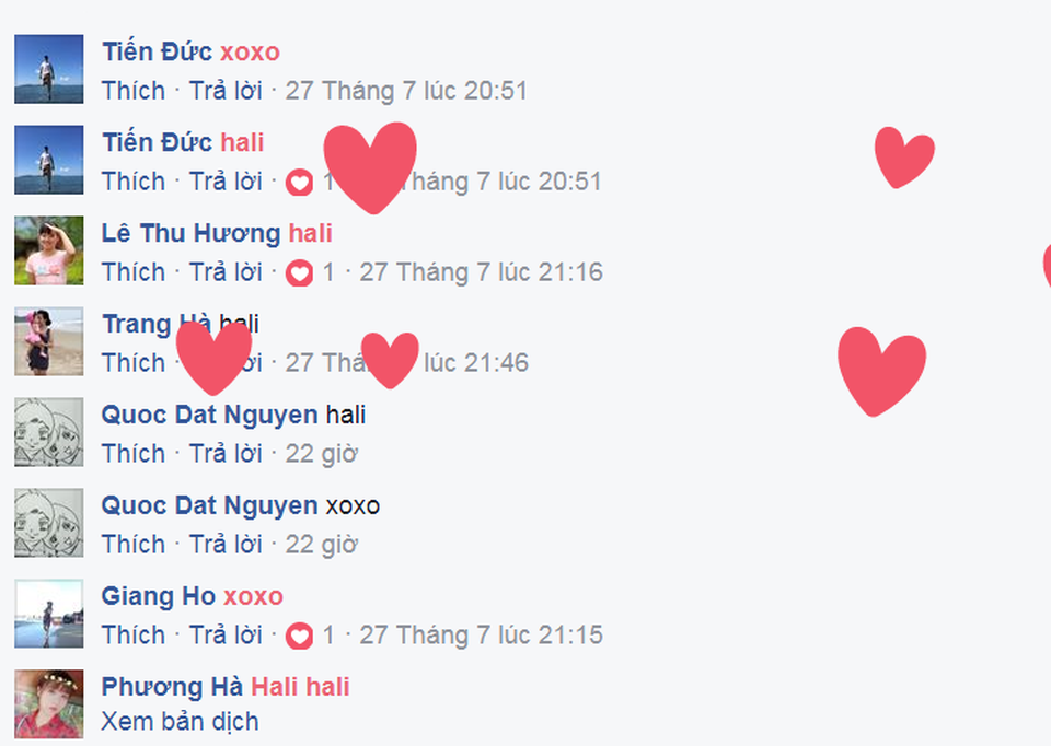Người dùng Facebook thích thú với tính năng "thả tim" bằng comment mới - 2 Và đây là hiêu ứng sẽ xuất hiện